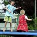 Lina and Torben jumping on a trampoline. Well, and Lina - ahm - flying of it.