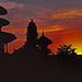 Silhouette of Balinese tempel