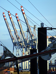Cranes at "Tollerort" with front-net / bow of "Flying Dutchman"