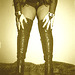 Lady Roxy   /  Hair, hands and pink high-heeled boots -  Avec / with permission . Sepia