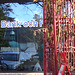Blue bank window reflection /  Réflexion de la banque en bleu -  Ängelholm / Suède.  23 octobre 2008