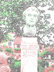 La tête de Carl !  Carl Adolph Agardh head statue- Båstad.  Suède - Sweden.   21-10-2008-  Contours de couleurs ravivées