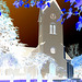 Cimetière et église / Cemetery & church - Ängelholm.  Suède / Sweden.  23 octobre 2008- Effet de négatif + couleurs ravivées