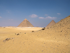 vue sur les pyramides de Khéphren et Kheops