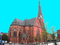 Église suédoise - Photofiltrée avec ciel bleu