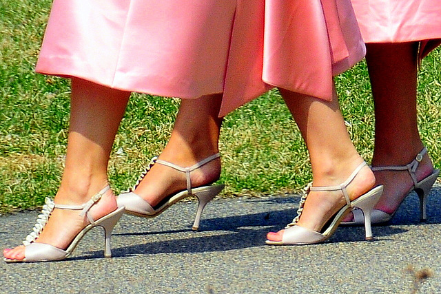 Butterfly /High-heeled twin sisters candid shot