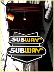 Enseigne de Subway sur la rue principale /  Main street Subway sign -  Dans ma ville /  Hometown - April 5th 2009