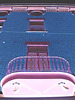Architecture ancienne sur la rue principale /  Main street old architecture -   Dans ma ville - Hometown.  3 février 2009- Négatif + effet de nuit