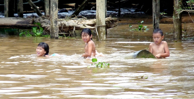 Melanau Children Playing in the River at Bungan Umit