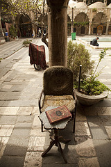 A chair and a book