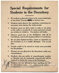 Special Requirements for Students in the Dormitory