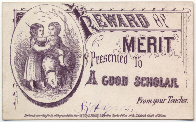 Reward of Merit Presented to a Good Scholar