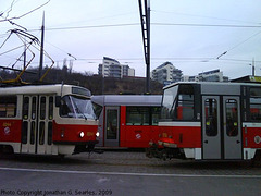 DPP #8244 with 9150 and 8750 at Radlicka, Prague, CZ, 2009