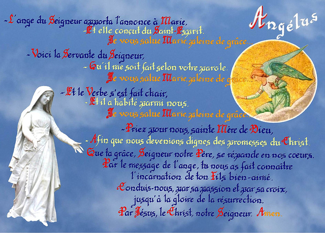 Angelus, calligraphie de Sœur Marie Angelus, calligraphie de Sœur Marie