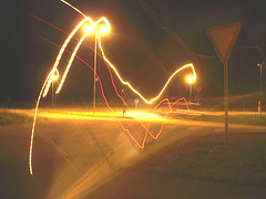 Lampadaires en folie ! Twilight zone street lamps.   Båstad  /  Suède - Sweden -  Création photofiltre