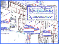 Façade publicitaire ostentatoire / Elspar bergalidens advertising façade  -  Helsingborg  /  Suède - Sweden.  22 octobre 2008- Contours de couleurs