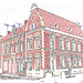 Architecture typiquement suédoise / Fonus typical Swedish building - Ängelholm / Suède - Sweden.  23 octobre 2008- Contours de couleurs et couleurs ravivées
