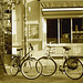 Regard sur vélos suédois / Handlesbanken Swedish Bikes eyesight  /  Ängelholm en Suède - Sweden .  23 octobre 2008 - Sepia