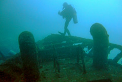Boat wreckage in the depth of 30 Meters