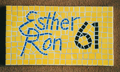 door sign for Esther & Ron