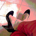 Mon amie adorée Krisontème / My beloved friend Krisontème -  Avec / with permission - Escarpins noirs et pantalons rouges. Postérisation