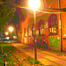 Lampadaires et graffitis / Street lamps & wall graffitis.   Copenhague. Danemark - 26-10-2008  -  Postérisation