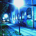 Lampadaires et graffitis / Street lamps & wall graffitis.   Copenhague. Danemark - 26-10-2008 -  Inversion RVB - BVR