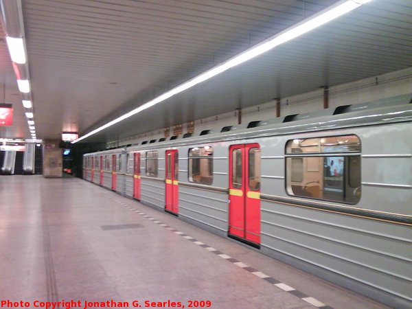 Old Metro Train in Haje Metro, Prague, CZ, 2009