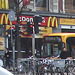 Autobus et big mac /  Mc Donald's and yellow bus.  Copenhague.  20 octobre 2008  - Recadrage flou adouci.