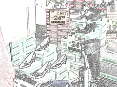 Pitt chaussures / Vitrine podoérotique -  Dans ma ville /  Hometown -  18 mars 2009  -  Contours de couleurs