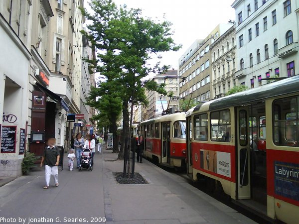 Trams Backed Up On Jecna, Prague, CZ, 2009