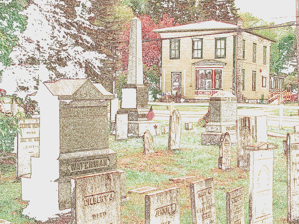 Cimetière de Johnson / Johnson's cemetery.  Vermont.  USA.  23 mai 2009- Contours de couleurs / Colourful outlines
