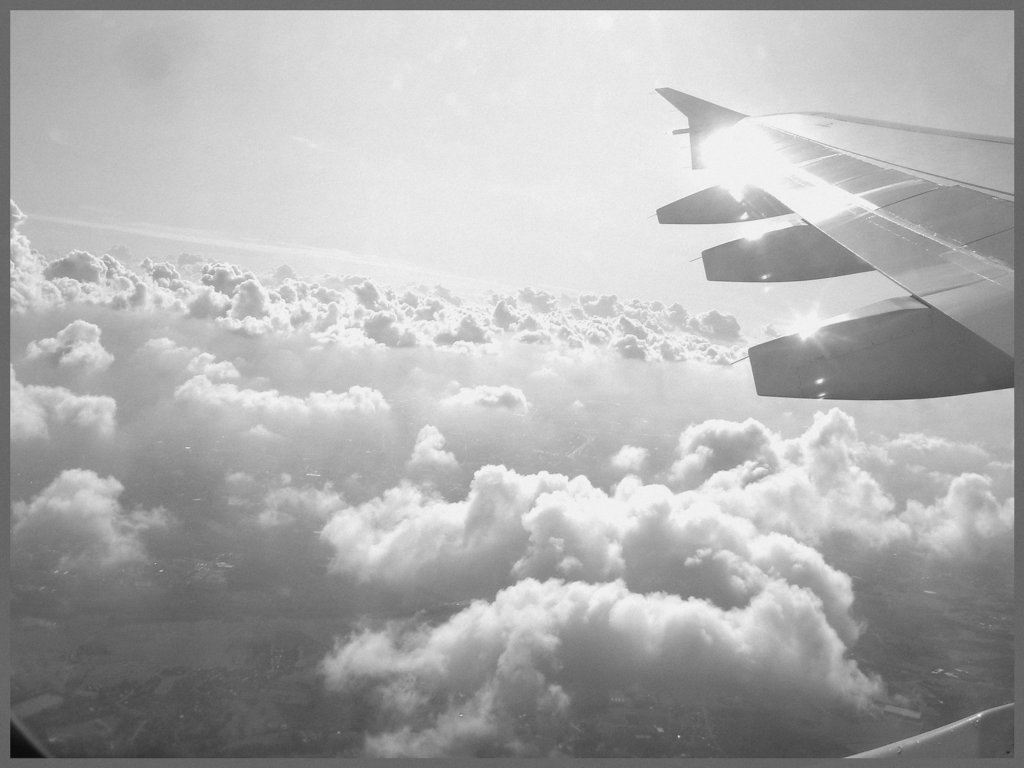 Aile et nuages - Vol Air Transat Bruxelles-Montréal- 29 octobre 2008  - N & B