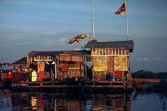 Floating home of Vietnamese fisher