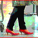 La Dame aux escarpins rouges /  Lady in red heels -  Montreal airport /  Aéroport de Montréal -  15 Novembre 2008  - Postérisation