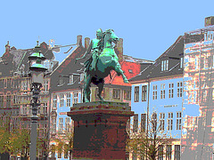 Cavalier sculptural / Horse rider sculpture area -  Postésation et bleu ajouté