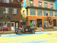 Belle d'autrefois en version contemporaine /  Old car in a contemporary  version - Brighton. Vermont  /  États-Unis - USA.    23-05-2009 -  Postérisation