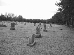 Mountain view cemetery. Saranac lake area.  NY. USA . March 29th 2009-  B & W