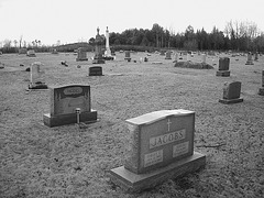 Mountain view cemetery. Saranac lake area.  NY. USA . March 29th 2009-  Jacobs & Jacobs  B & W