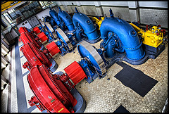 Kraftwerk Andelsbuch - blue turbines - red generators