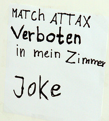 Message from my cousin: Match attax prohibited in my room