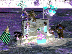 Cimetière St-Charles / St-Charles cemetery -  Dover , New Hampshire ( NH) . USA.   24 mai 2009  - Dagenais et son garde du corps. Négatif