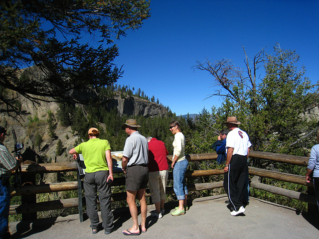 Visitors to Tower Falls (4249)