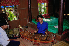 Playing the Roneat the Cambodian sticcado