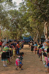 Ball game between the Hmong villagers