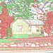 Vieille maison  / Old house.  Conway, New Hampshire USA  - 10 octobre 2009 - Contours de couleurs ravivées
