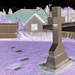 Cimetière de campagne du Québec /  Country cemetery in Quebec. - Cabanon funéraire, croix et patinoire - Shed, cross and skating rink