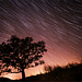 Star trails and wind on fire