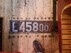 CSD #E458004? Numberplate in the Vagon Kafe, Prague, CZ, 2009