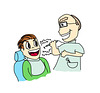 Vector cartoon of dentist with patient
